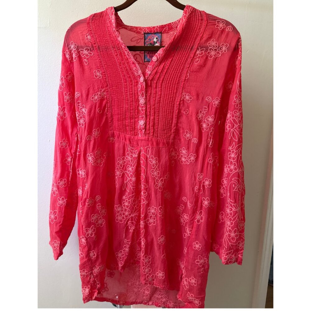 NWT Johnny Was coral pink blouse/tunic